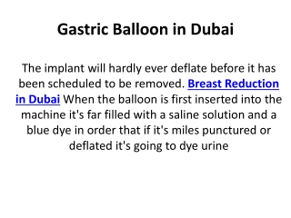 Gastric Balloon in Dubai
