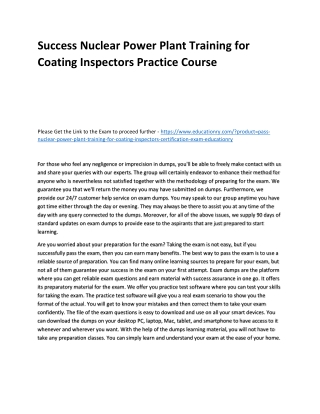 Nuclear Power Plant Training for Coating Inspectors