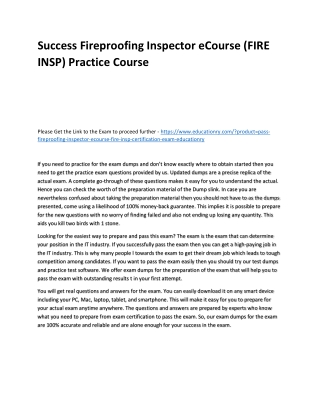 Fireproofing Inspector eCourse (FIRE INSP)