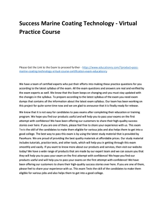 Marine Coating Technology - Virtual Course