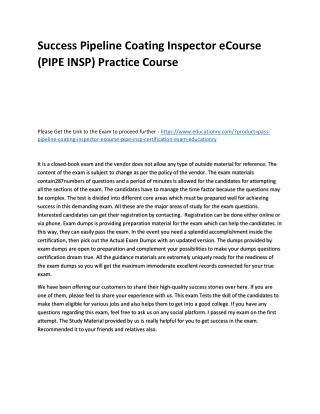 Pipeline Coating Inspector eCourse (PIPE INSP)