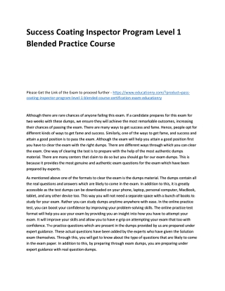 Coating Inspector Program Level 1 Blended Course