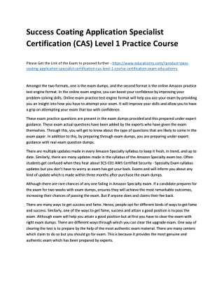 Coating Application Specialist Certification (CAS) Level 1 Course