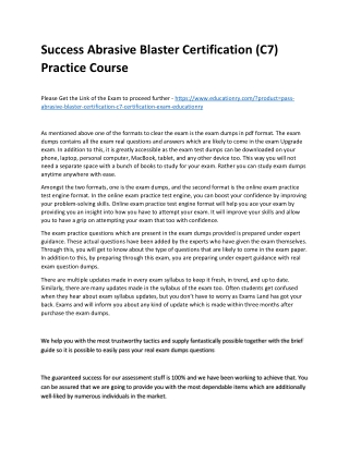 Abrasive Blaster Certification (C7)