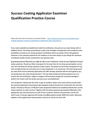 Coating Applicator Examiner Qualification