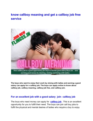 know callboy meaning and get a callboy job free service