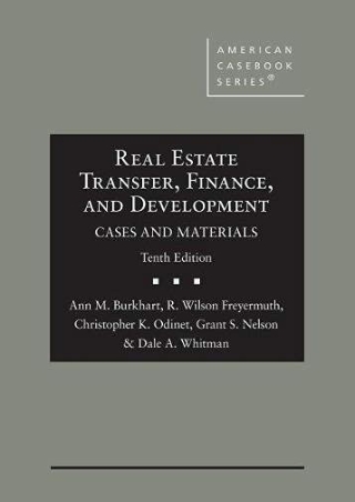 (pdF) Epub ;Read; Real Estate Transfer, Finance, and Development, Cases and