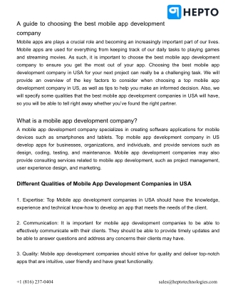 A guide to choosing the best mobile app development company