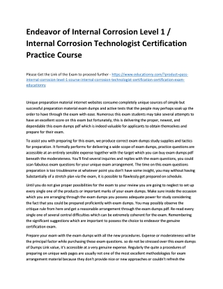 Internal Corrosion Level 1 Course / Internal Corrosion Technologist Certificatio