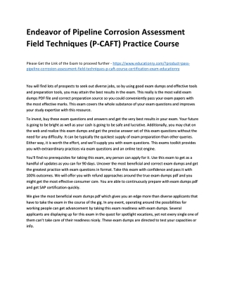 Pipeline Corrosion Assessment Field Techniques (P-CAFT) Course
