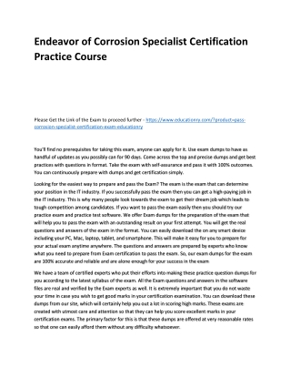 Corrosion Specialist Certification