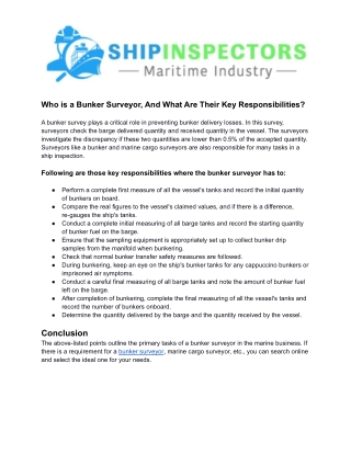 Who is a Bunker Surveyor, And What are Their Key Responsibilities_