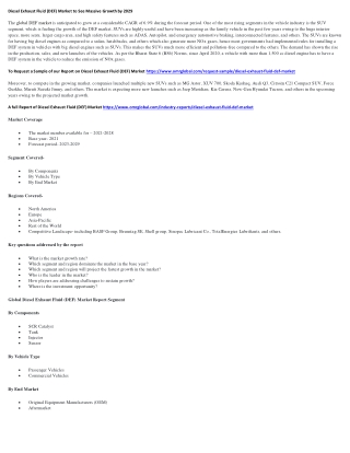 Diesel Exhaust Fluid (DEF) Market