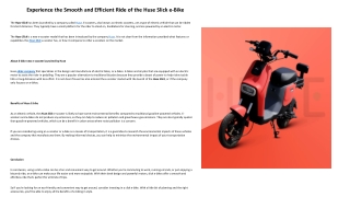 Experience the Smooth and Efficient Ride of the Huse Slick e-Bike-PPT