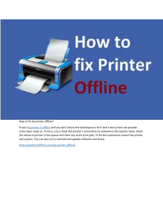How to fix hp printer offline?