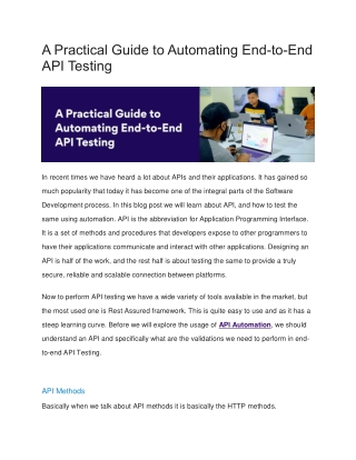 A Practical Guide to Automating End-to-End API Testing