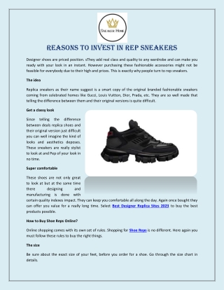 Reasons to Invest in Rep Sneakers