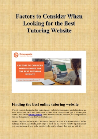 Factors to Consider When Looking for the Best Tutoring Website