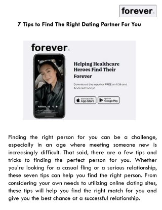 7 Tips to Find The Right Dating Partner For You