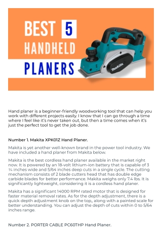 Best Handheld Planers (Top 5 Picks)