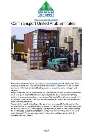 Top Most Freight Solutions LLC - Car Shipping United Arab Emirates