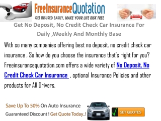 Get No Credit Check No Deposit Car Insurance For Daily Week
