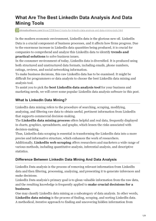 1What Are The Best LinkedIn Data Analysis And Data Mining Tools