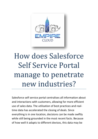 How does Salesforce Self Service Portal manage to penetrate new industries