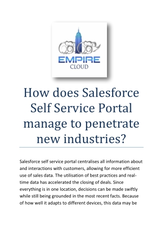 How does Salesforce Self Service Portal manage to penetrate new industries