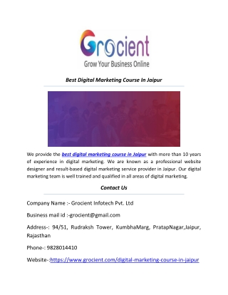 Best Digital Marketing Course In Jaipur