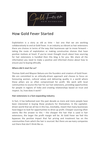 How Gold Fever Started - Gold Fever