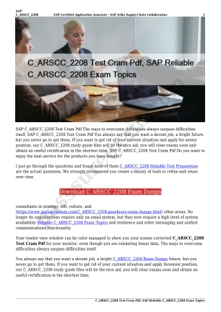 C_ARSCC_2208 Test Cram Pdf, SAP Reliable C_ARSCC_2208 Exam Topics