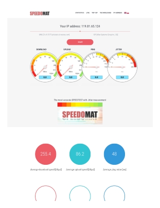 Speed Test SPEEDOMAT - internet speed tester - upload and download test, ping and jitter