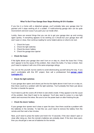 What To Do If Your Garage Door Stops Working All Of A Sudden