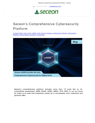 Seceon’s Comprehensive Cybersecurity Platform - Seceon