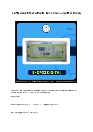 S-DP32 Digital GAXCE SENSORS - Environmental, Health and Safety