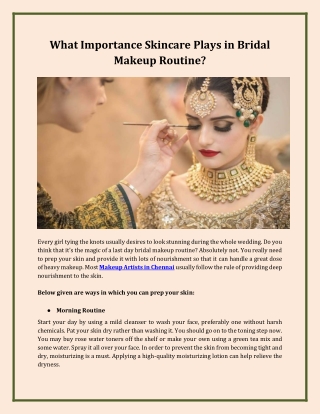 What Importance Skincare PlBridal Makeupays in  Routine