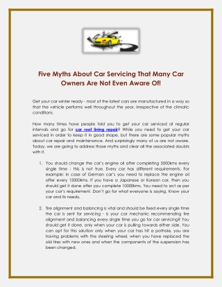 Five Myths About Car Servicing That Many Car Owners Are Not Even Aware Of