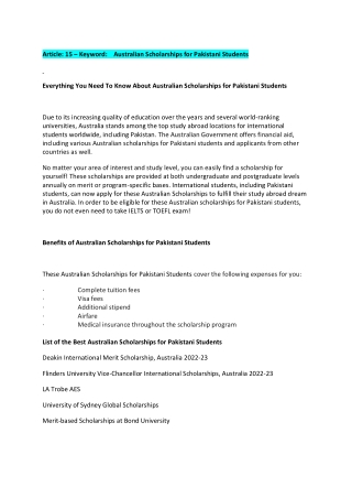 Everything You Need To Know About Australian Scholarships for Pakistani Students