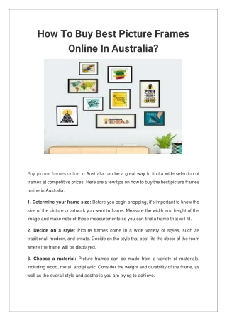 How To Buy Best Picture Frames Online In Australia