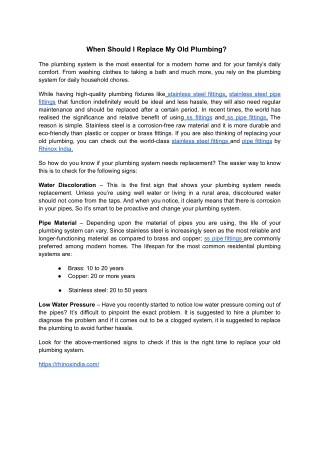 When Should I Replace My Old Plumbing