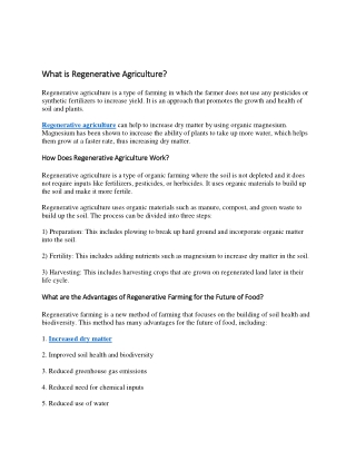 What is Regenerative Agriculture and how Does Regenerative Agriculture Work?