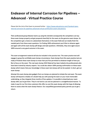 Internal Corrosion for Pipelines – Advanced - Virtual