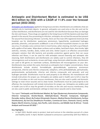 Antiseptic and Disinfectant Market