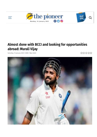 Almost done with BCCI and looking for opportunities abroad Murali Vijay