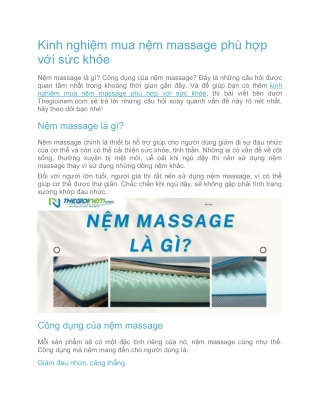 Kinh nghiệm mua nệm massage phù hợp với sức khỏe