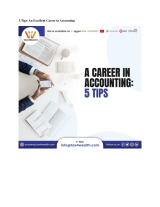 5 Tips: An Excellent Career in Accounting | Academy Tax4wealth