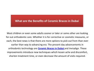 What are the Benefits of Ceramic Braces in Dubai