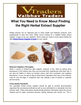 What You Need to Know About Finding the Right Herbal Extract Supplier