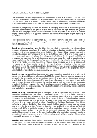 Biofertilizers Market to Reach